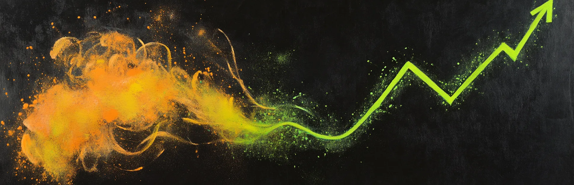 Pintura expresionista con lápices pastel neón sobre fondo negro representando la transferencia del aprendizaje: el hilo de luz que conecta la formación con el desempeño real en el trabajo.